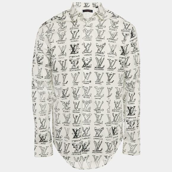 Louis Vuitton Placed Graphic Regular Long Sleeve Monogram Button Up Down Shirt M - Picture 6 of 15